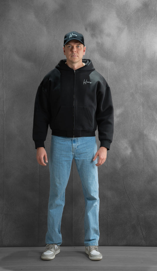 Hemo Boxy Fit Zip-huppari Musta