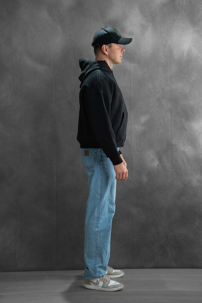 Hemo Boxy Fit Zip-huppari Musta