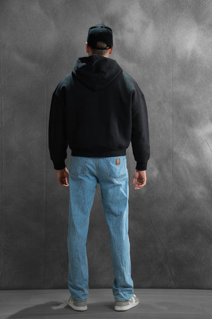 Hemo Boxy Fit Zip-huppari Musta