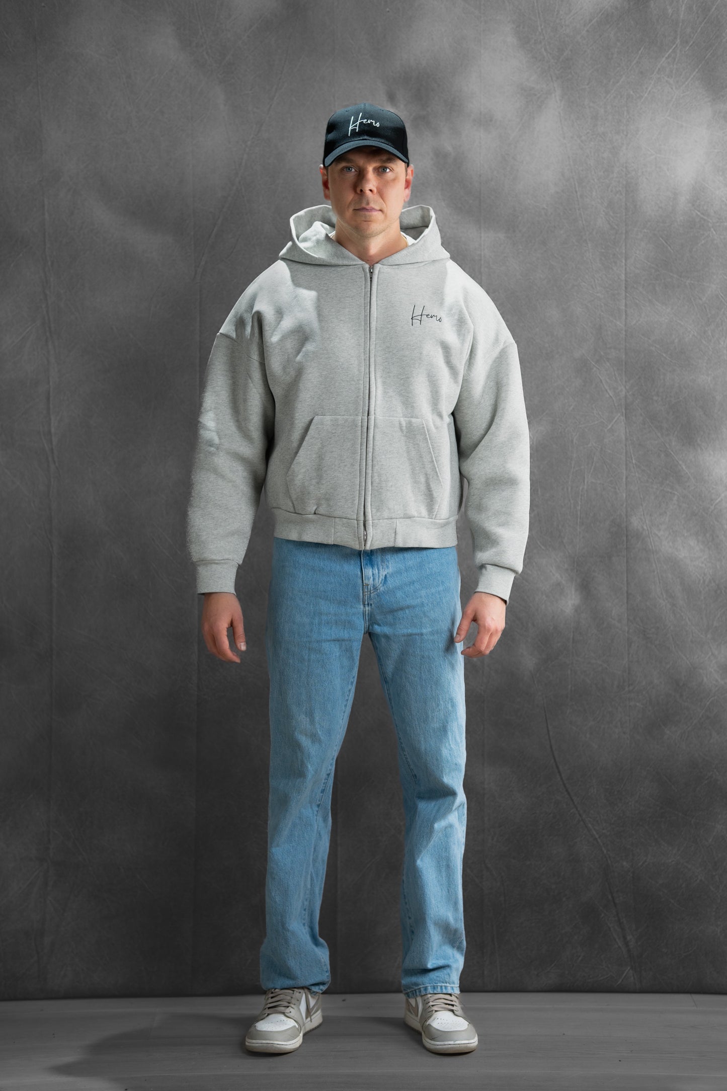 Hemo Boxy Fit Zip-huppari Harmaa