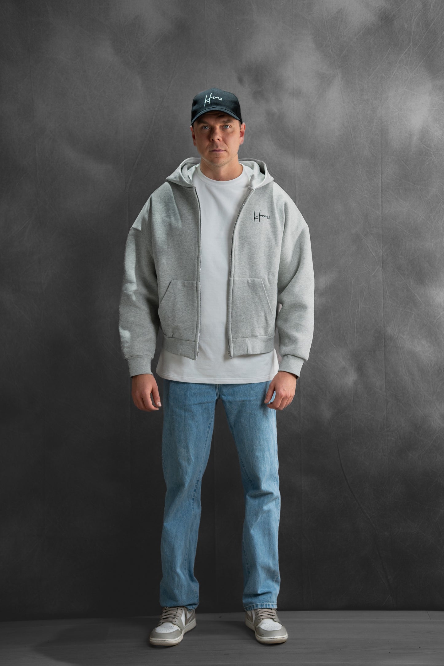 Hemo Boxy Fit Zip-huppari Harmaa