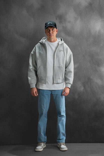 Hemo Boxy Fit Zip-huppari Harmaa