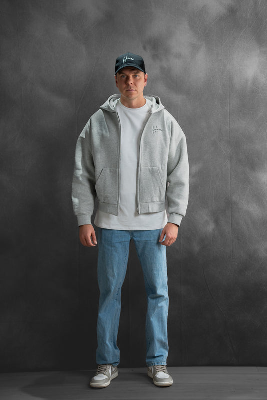 Hemo Boxy Fit Zip-huppari Harmaa