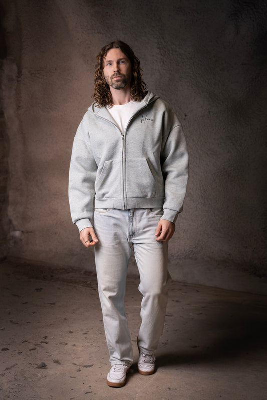 Hemo Boxy Fit Zip-huppari Harmaa